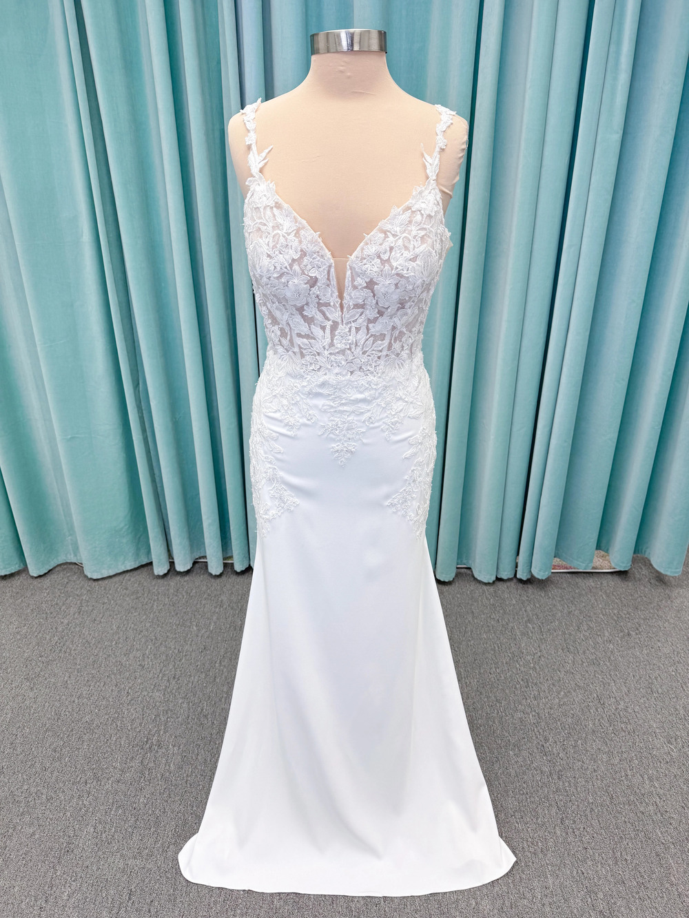 Morilee Style 2658 Raquel Crepe Sheath with Frosted Floral Appliques and